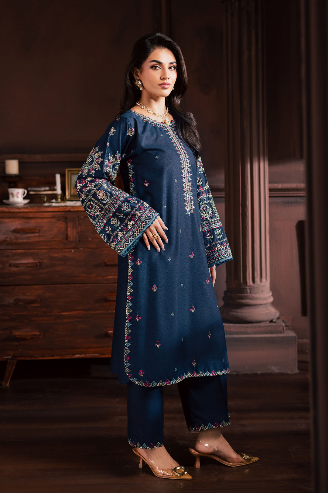 Shajjar 2Pc - Embroidered Karandi Dress