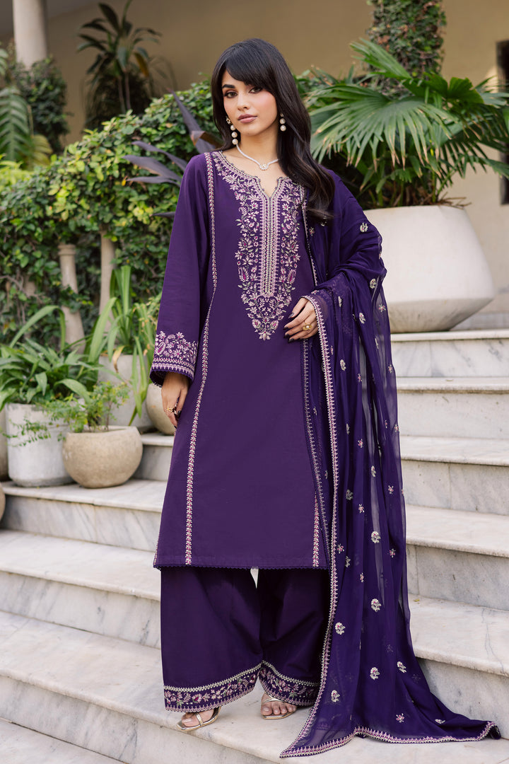 Sigal 3Pc - Embroidered Khaddar Dress