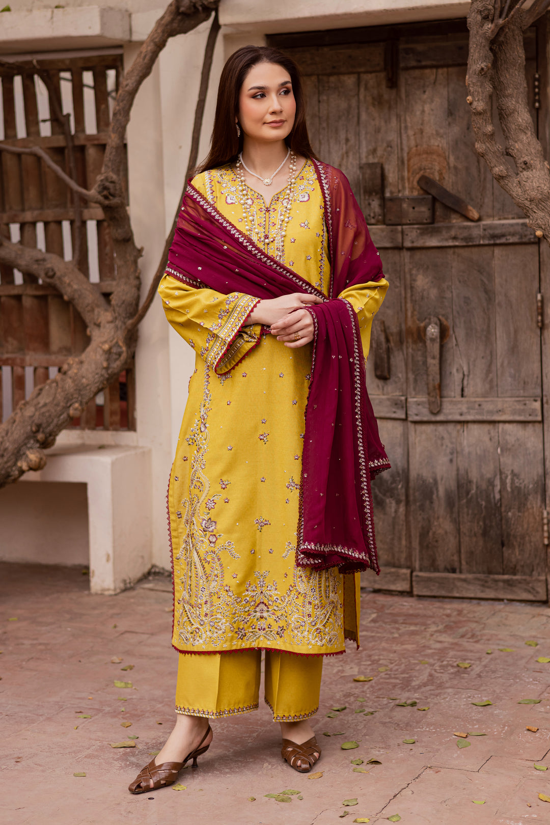 Sun Flower 3Pc - Embroidered Festive Pret