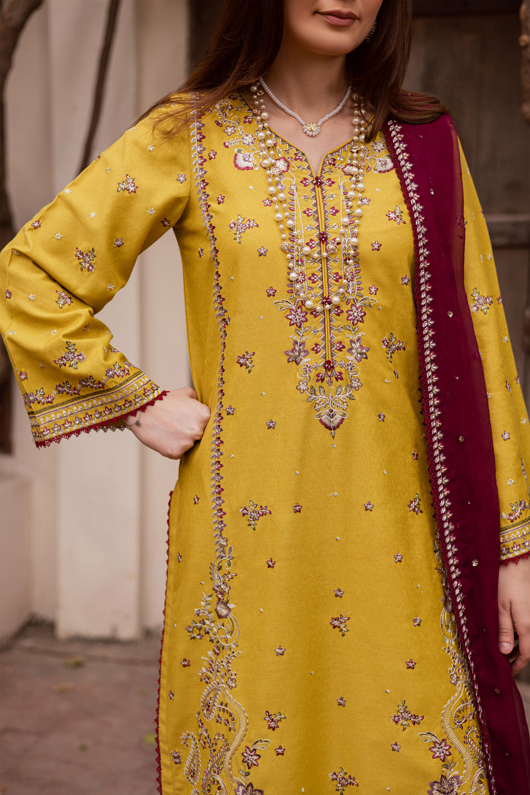 Sun Flower 3Pc - Embroidered Festive Pret