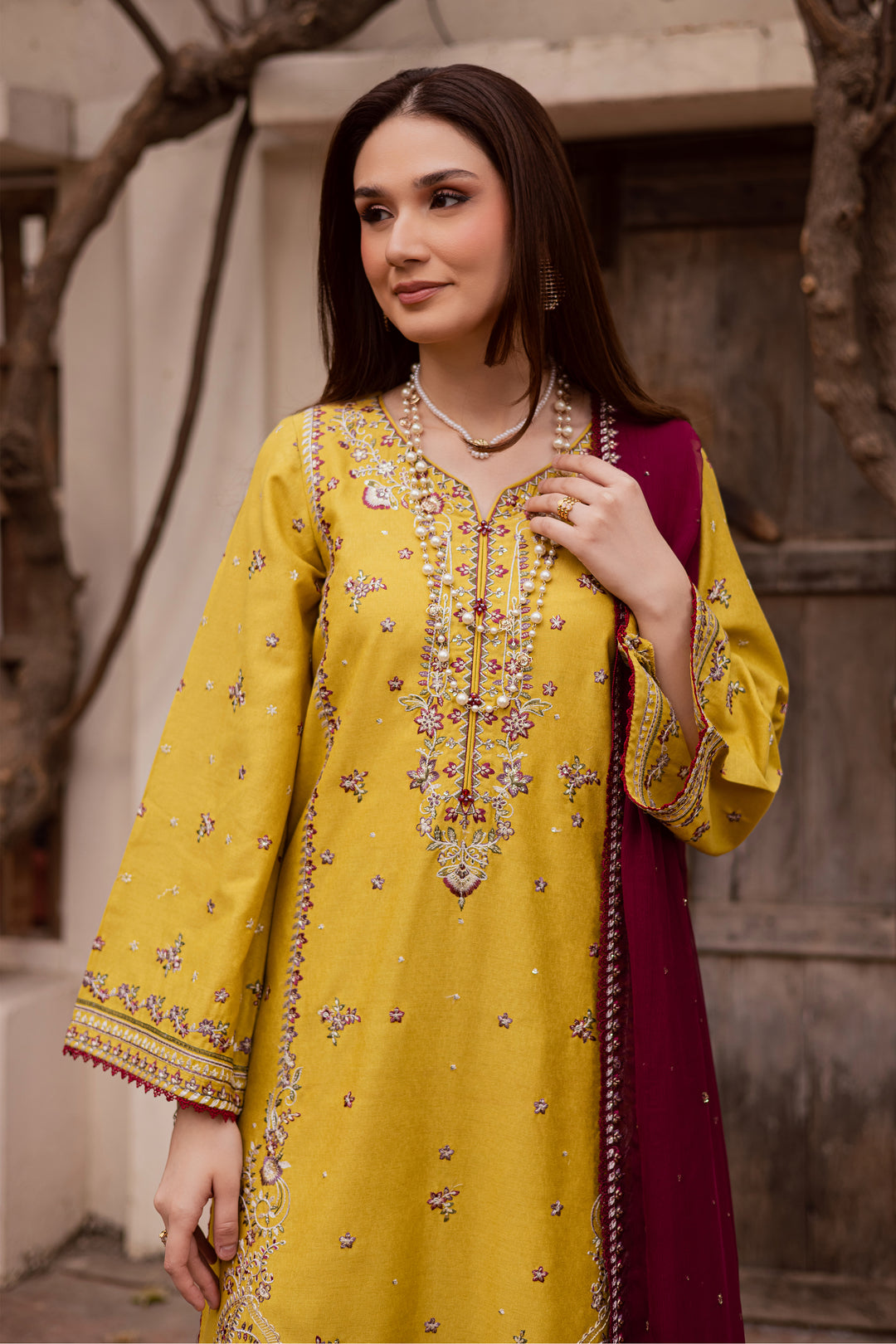 Sun Flower 3Pc - Embroidered Festive Pret