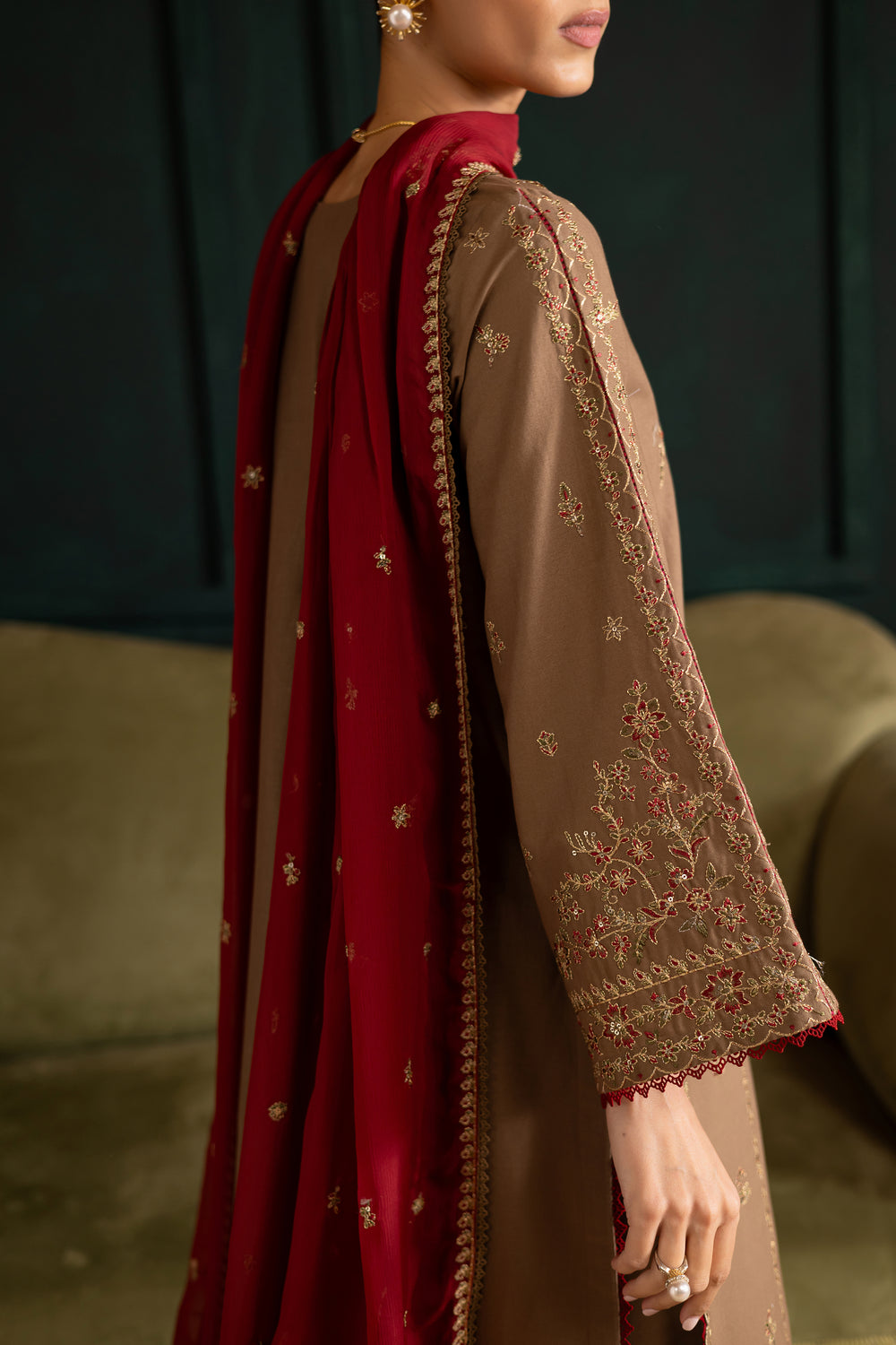 Tiramisu 3Pc - Embroidered Khaddar Dress BATIK WINTER PRET 2025  BATIK   XS / Light brown / Khaddar-S / Light brown / Khaddar-M / Light brown / Khaddar-L / Light brown / Khaddar-XL / Light brown / Khaddar