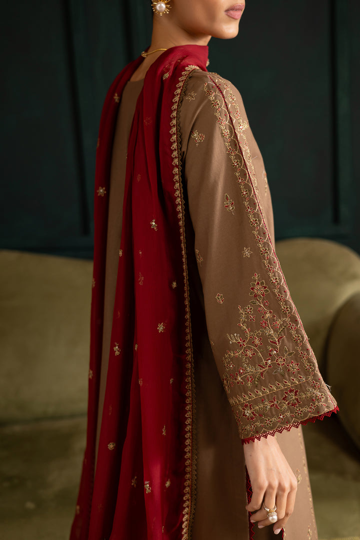 Tiramisu 3Pc - Embroidered Khaddar Dress BATIK WINTER PRET 2025  BATIK   XS / Light brown / Khaddar-S / Light brown / Khaddar-M / Light brown / Khaddar-L / Light brown / Khaddar-XL / Light brown / Khaddar