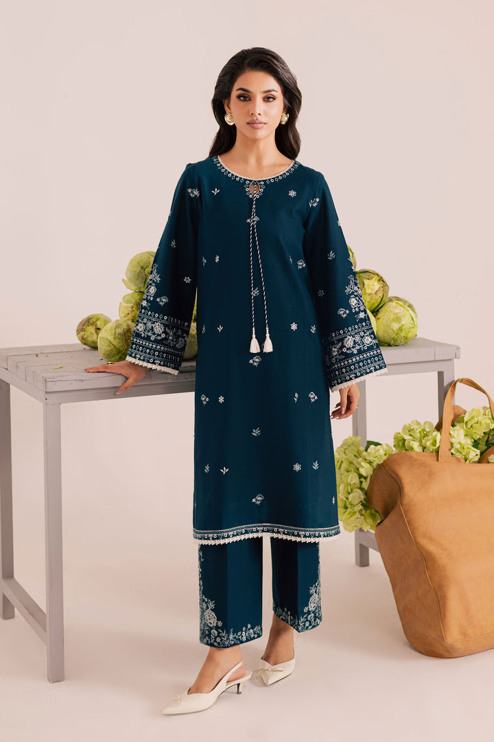 Twilight Sea 2Pc - Embroidered Khaddar Dress