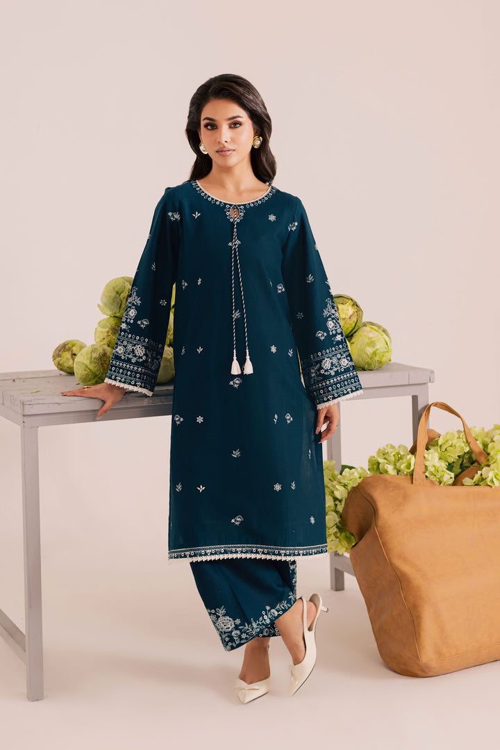 Twilight Sea 2Pc - Embroidered Khaddar Dress