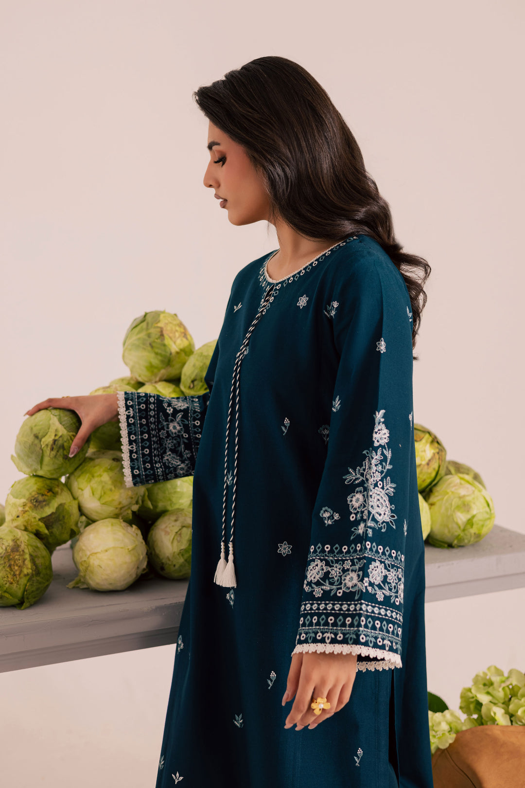 Twilight Sea 2Pc - Embroidered Khaddar Dress