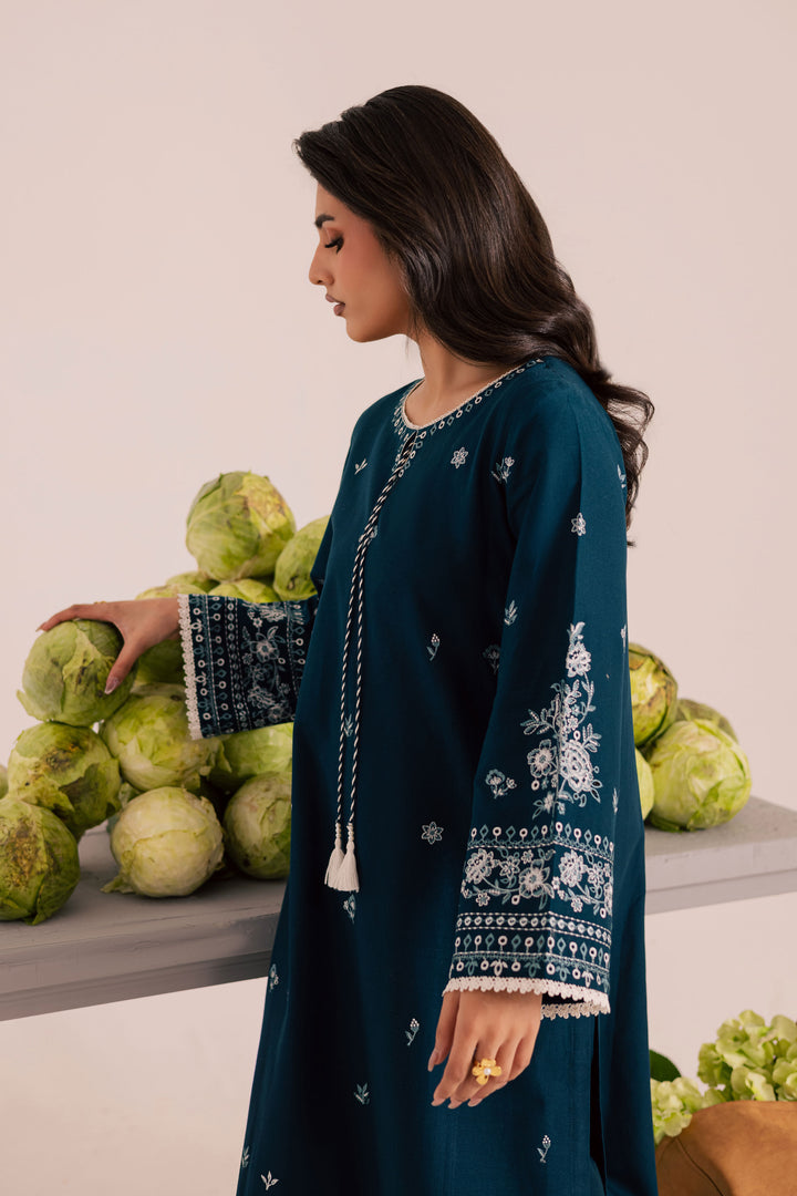 Twilight Sea 2Pc - Embroidered Khaddar Dress
