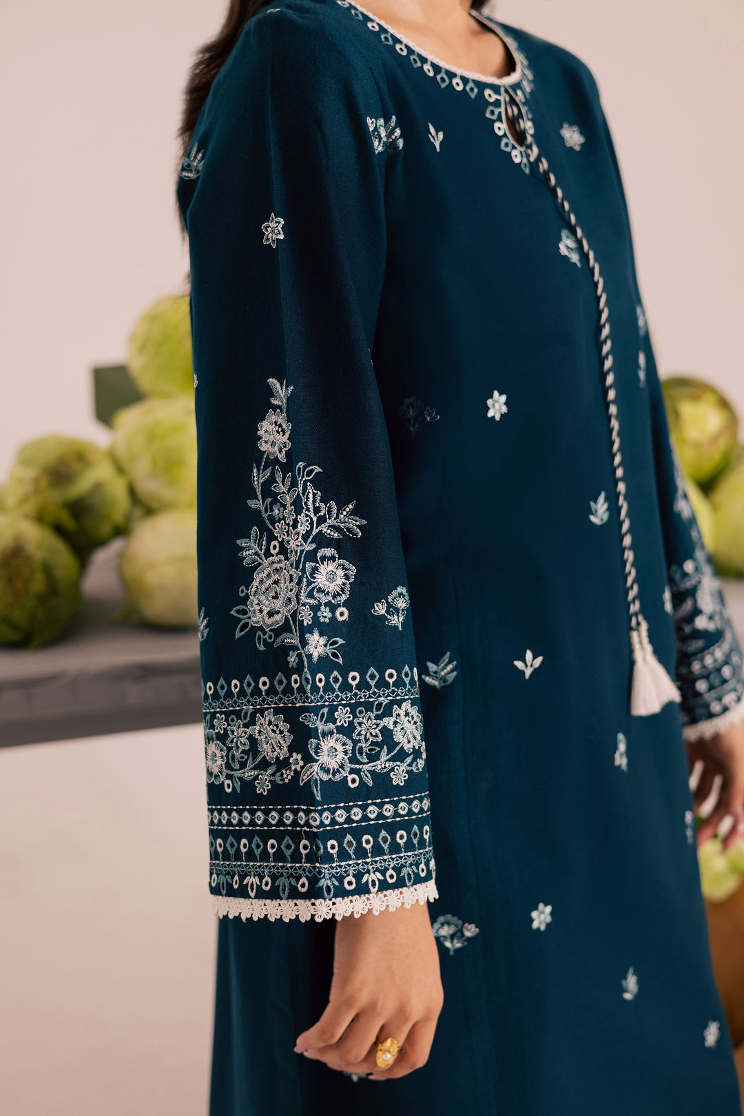 Twilight Sea 2Pc - Embroidered Khaddar Dress