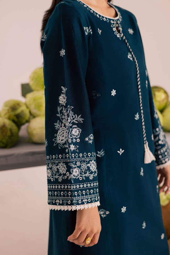 Twilight Sea 2Pc - Embroidered Khaddar Dress