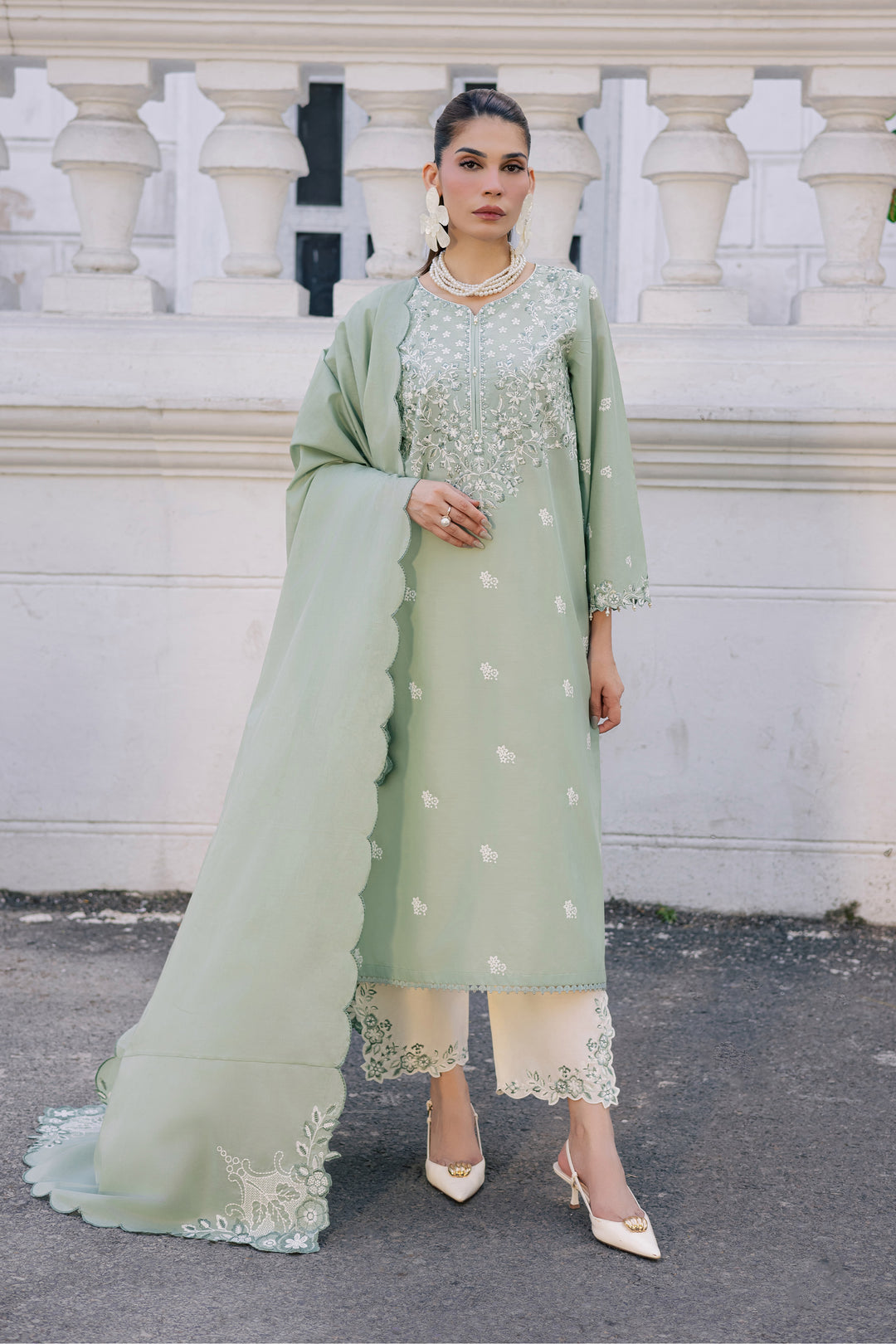 Mint Dream 3Pc - Festive Embroidered Lawn