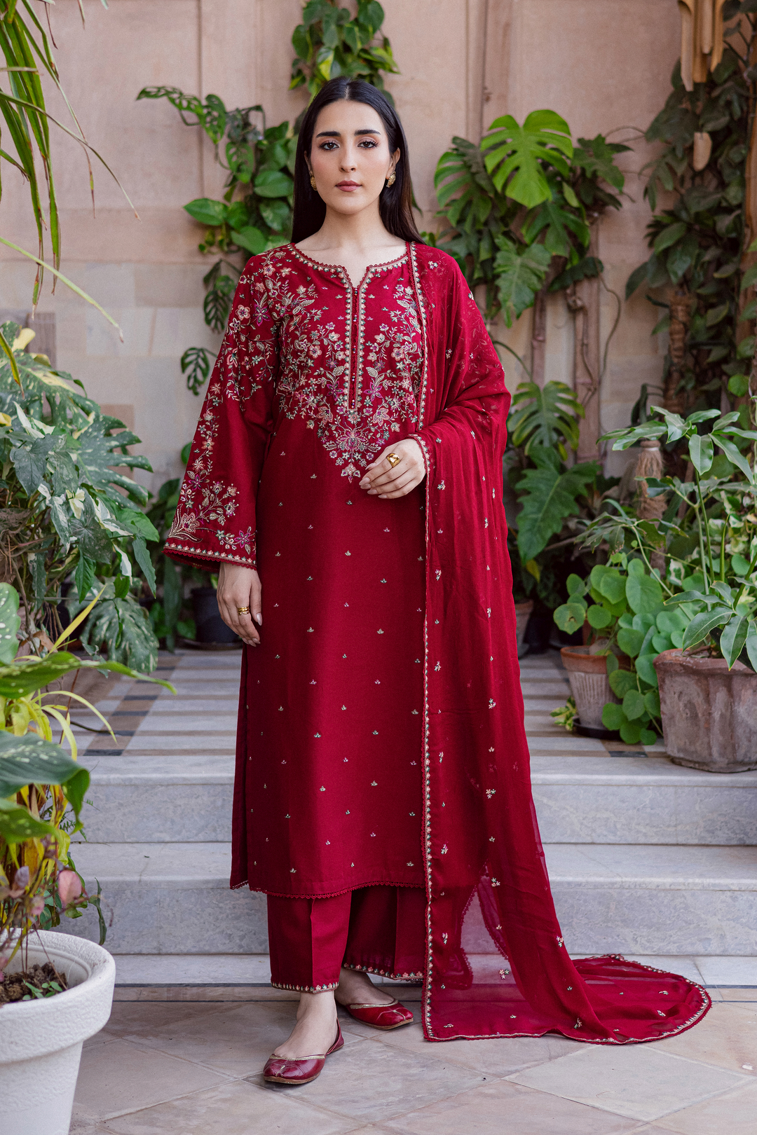  Wild Dream 3Pc - Embroidered Khaddar Dress BATIK WINTER PRET 2025  BATIK   XS / Beet Root / Khaddar-S / Beet Root / Khaddar-M / Beet Root / Khaddar-L / Beet Root / Khaddar-XL / Beet Root / Khaddar