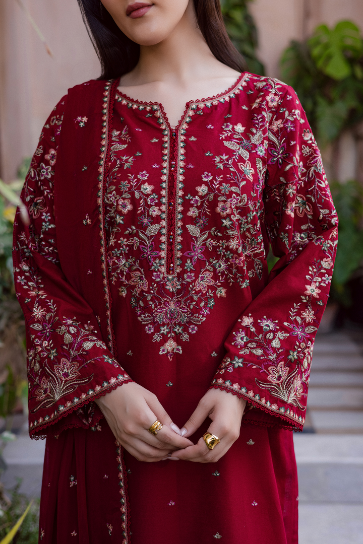  Wild Dream 3Pc - Embroidered Khaddar Dress BATIK WINTER PRET 2025  BATIK   XS / Beet Root / Khaddar-S / Beet Root / Khaddar-M / Beet Root / Khaddar-L / Beet Root / Khaddar-XL / Beet Root / Khaddar