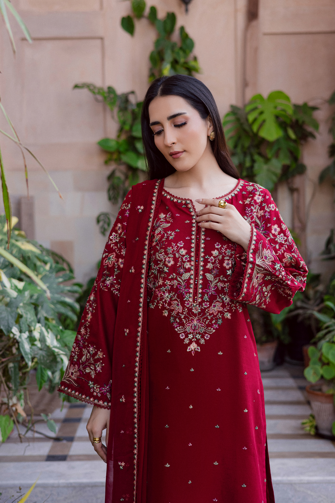 Wild Dream 3Pc - Embroidered Khaddar Dress BATIK WINTER PRET 2025  BATIK   XS / Beet Root / Khaddar-S / Beet Root / Khaddar-M / Beet Root / Khaddar-L / Beet Root / Khaddar-XL / Beet Root / Khaddar