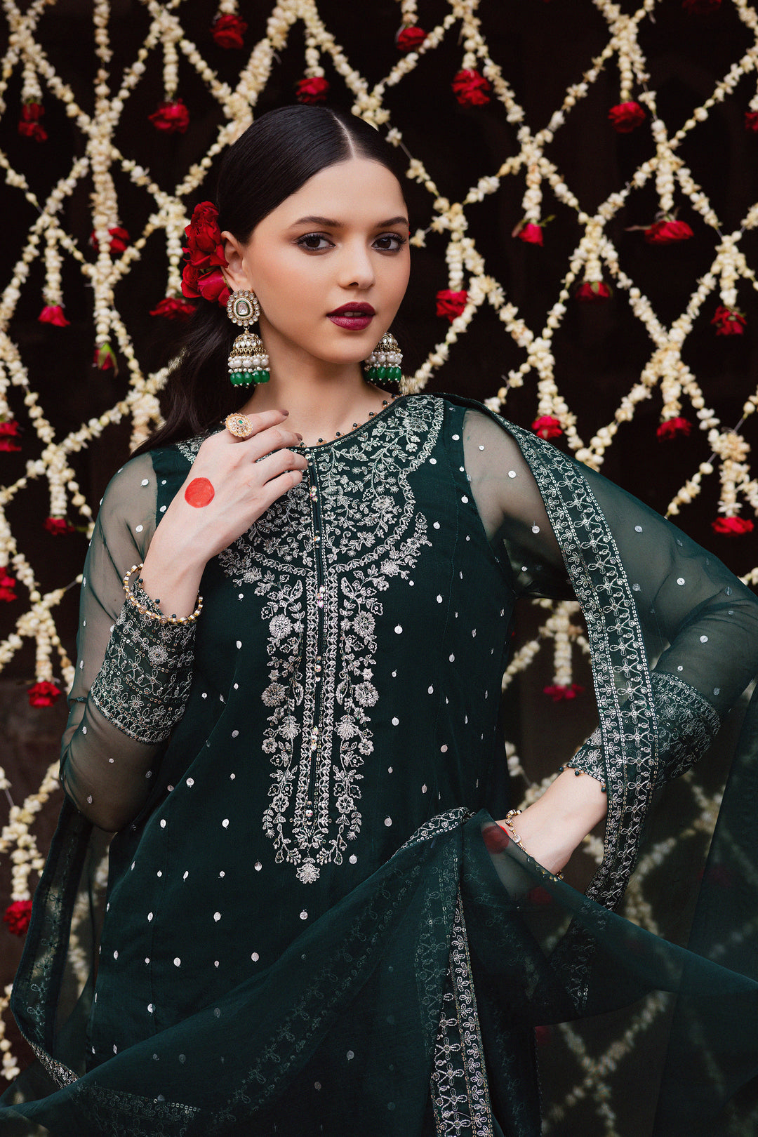Zamurud 3Pc - Festive Luxe Pret BATIKLuxePRET  BATIK   XS / Emerald Green / Organza & Raw Silk-S / Emerald Green / Organza & Raw Silk-M / Emerald Green / Organza & Raw Silk-L / Emerald Green / Organza & Raw Silk-XL / Emerald Green / Organza & Raw Silk