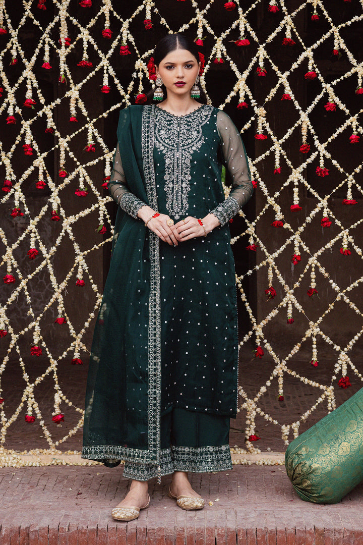 Zamurud 3Pc - Festive Luxe Pret BATIKLuxePRET  BATIK   XS / Emerald Green / Organza & Raw Silk-S / Emerald Green / Organza & Raw Silk-M / Emerald Green / Organza & Raw Silk-L / Emerald Green / Organza & Raw Silk-XL / Emerald Green / Organza & Raw Silk