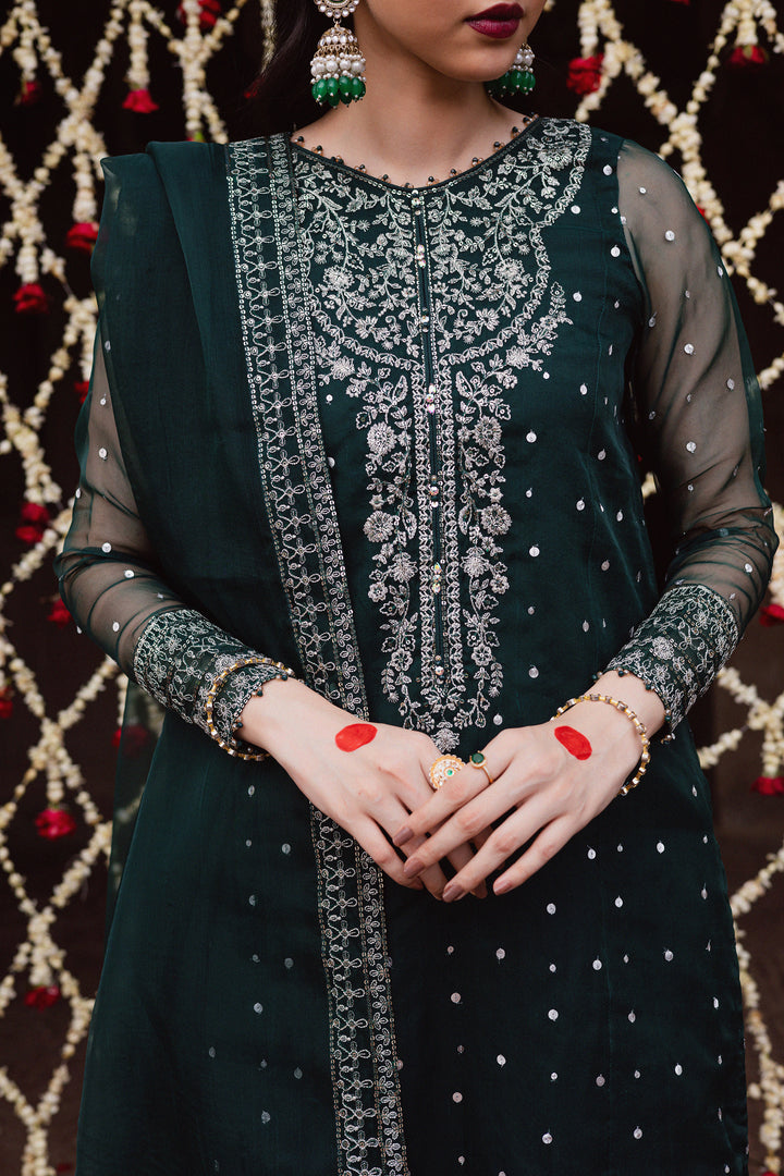 Zamurud 3Pc - Festive Luxe Pret BATIKLuxePRET  BATIK   XS / Emerald Green / Organza & Raw Silk-S / Emerald Green / Organza & Raw Silk-M / Emerald Green / Organza & Raw Silk-L / Emerald Green / Organza & Raw Silk-XL / Emerald Green / Organza & Raw Silk