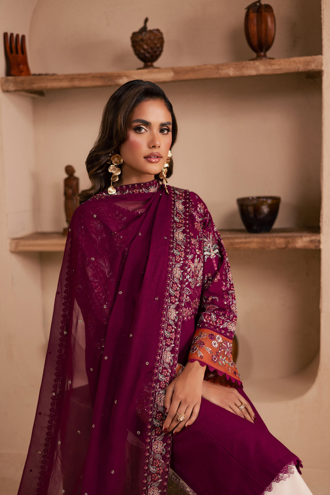  Zeva 3Pc - Embroidered Khaddar Dress BATIK WINTER PRET 2025  BATIK   XS / Beet Root / Khaddar-S / Beet Root / Khaddar-M / Beet Root / Khaddar-L / Beet Root / Khaddar-XL / Beet Root / Khaddar