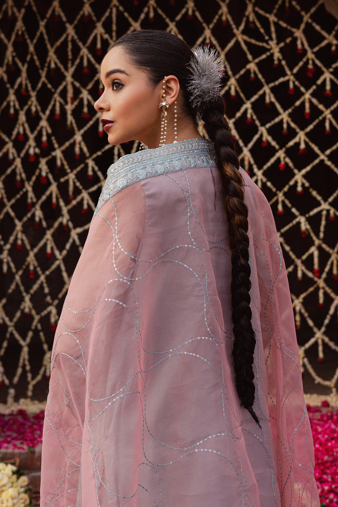 Zewya 3Pc - Festive Luxe Pret BATIKLuxePRET  BATIK   XS / Ash Blue / Organza & Raw Silk-S / Ash Blue / Organza & Raw Silk-M / Ash Blue / Organza & Raw Silk-L / Ash Blue / Organza & Raw Silk-XL / Ash Blue / Organza & Raw Silk