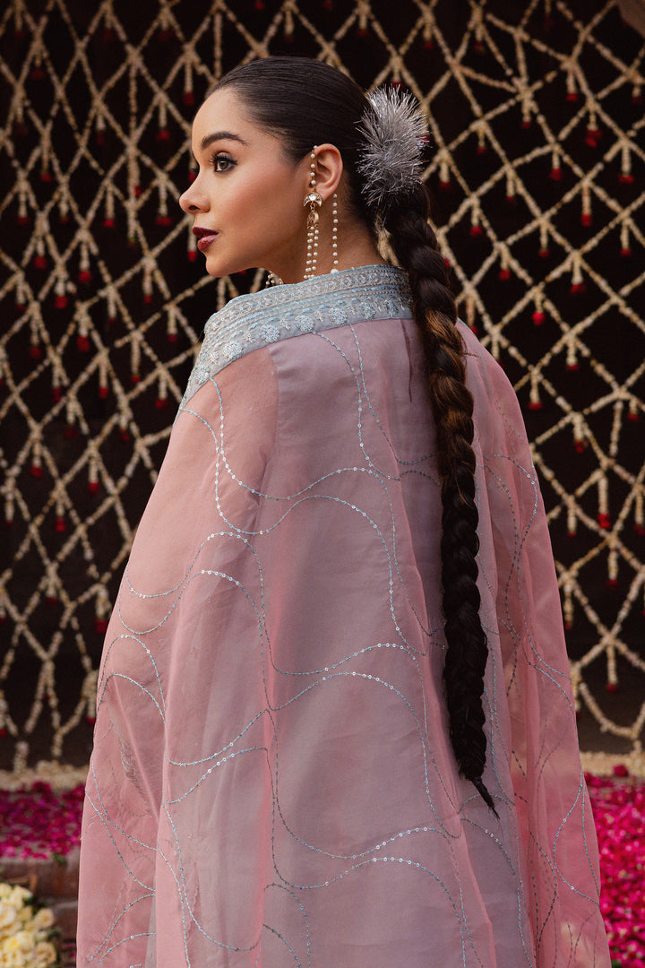 Zewya 3Pc - Festive Luxe Pret BATIKLuxePRET  BATIK   XS / Ash Blue / Organza & Raw Silk-S / Ash Blue / Organza & Raw Silk-M / Ash Blue / Organza & Raw Silk-L / Ash Blue / Organza & Raw Silk-XL / Ash Blue / Organza & Raw Silk