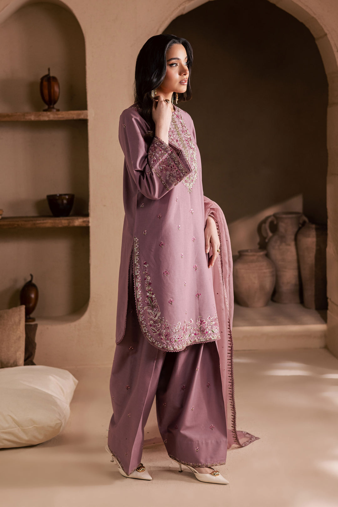 Tea Alyssa 3Pc - Embroidered Khaddar Dress