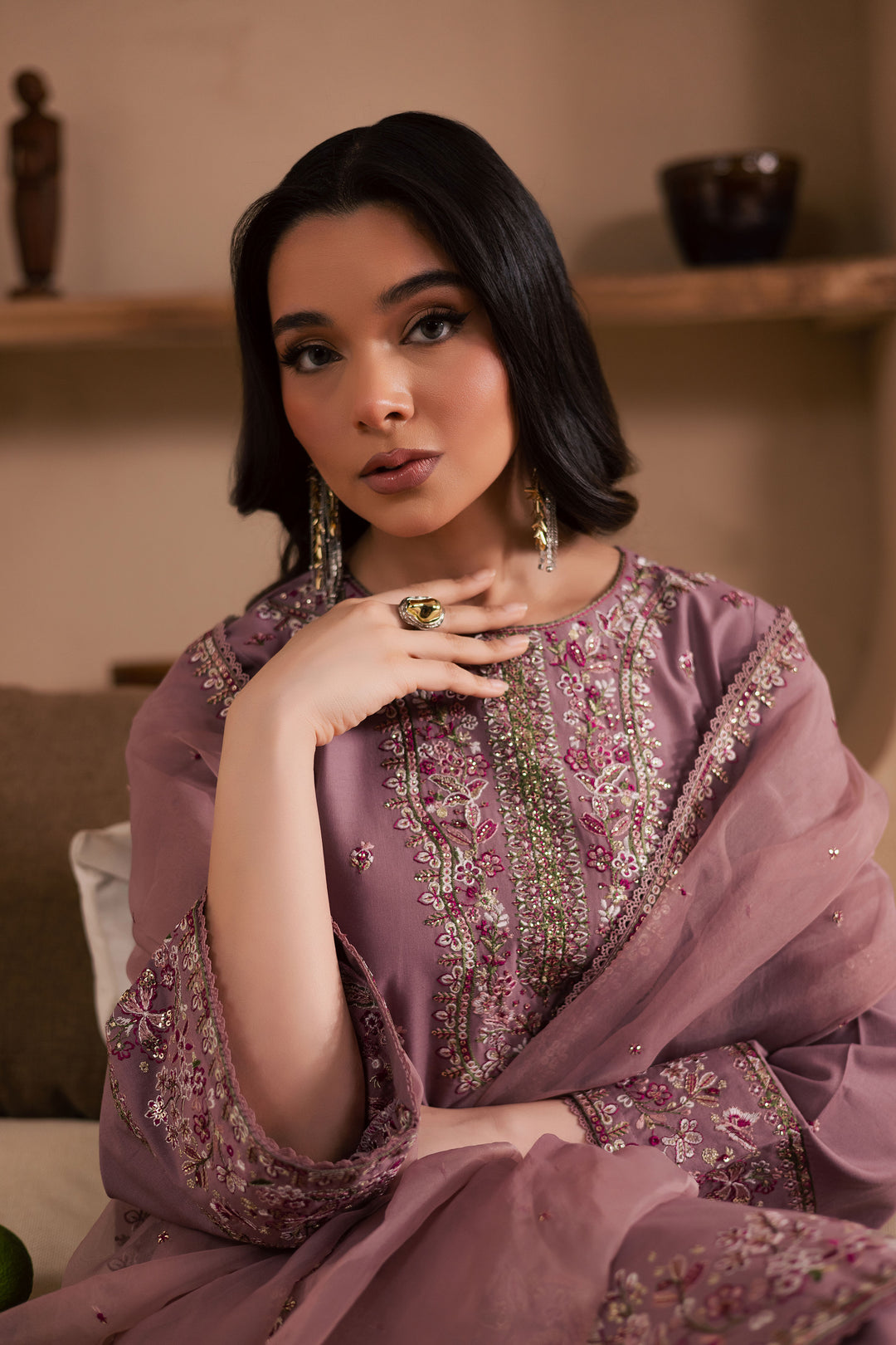 Tea Alyssa 3Pc - Embroidered Khaddar Dress