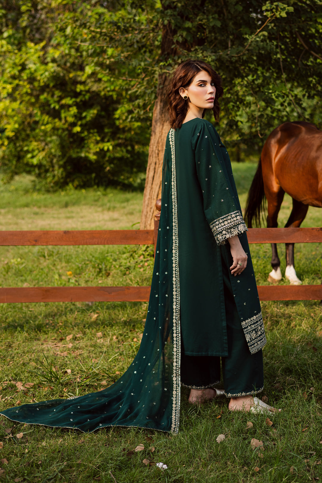 Asmira 3Pc - Embroidered Khaddar Dress