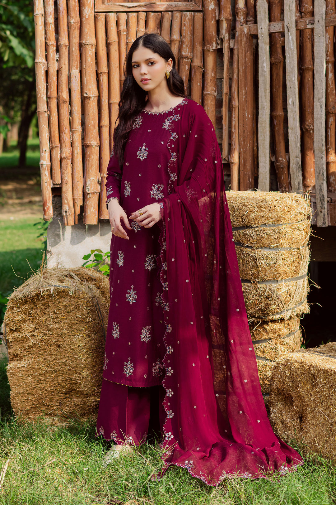 Bells 3Pc - Embroidered Karandi Dress