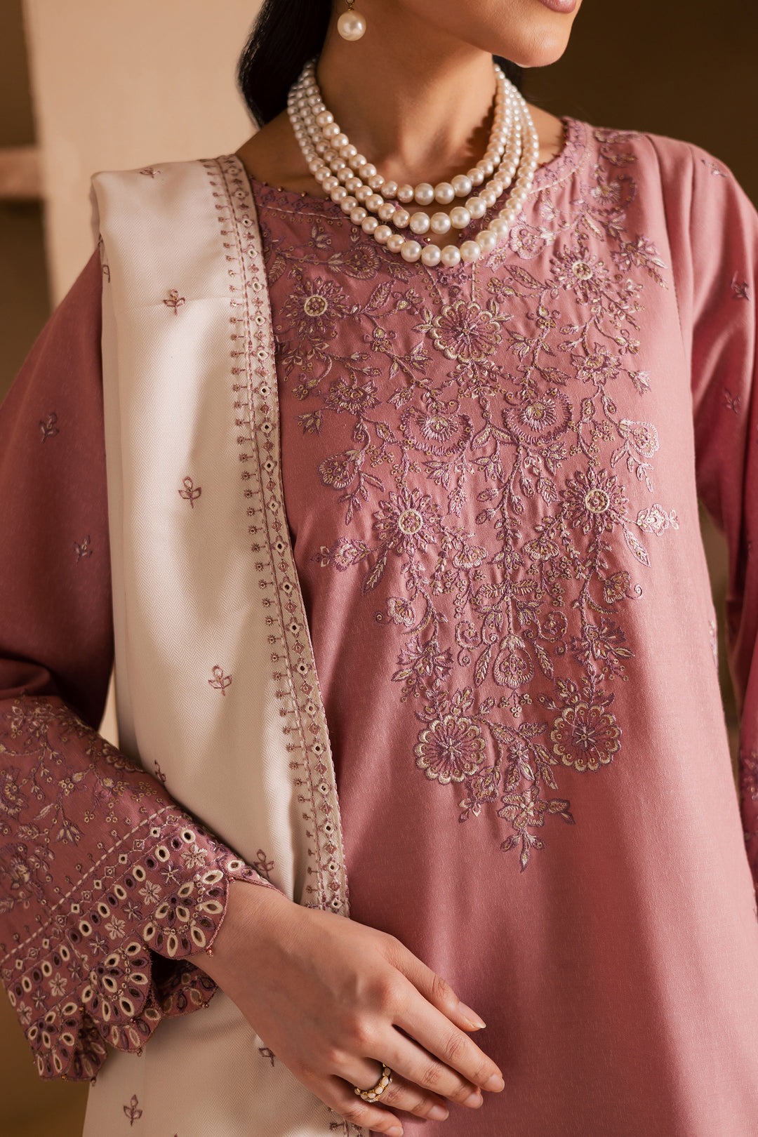 BirdSong 3Pc - Embroidered Khaddar Dress