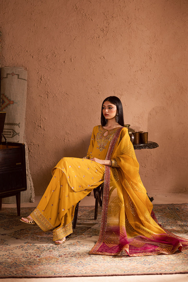  Daylilly 3Pc- Festive Luxe Pret BATIKSTUDIO2025  BATIK   S / Lime Green / Georgette-M / Lime Green / Georgette-L / Lime Green / Georgette