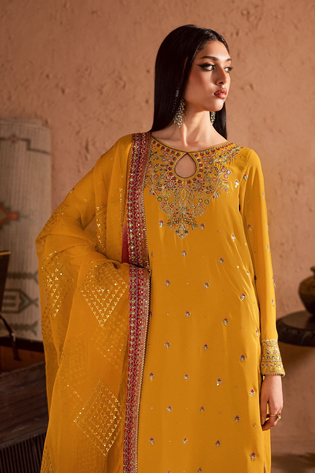  Daylilly 3Pc- Festive Luxe Pret BATIKSTUDIO2025  BATIK   S / Lime Green / Georgette-M / Lime Green / Georgette-L / Lime Green / Georgette