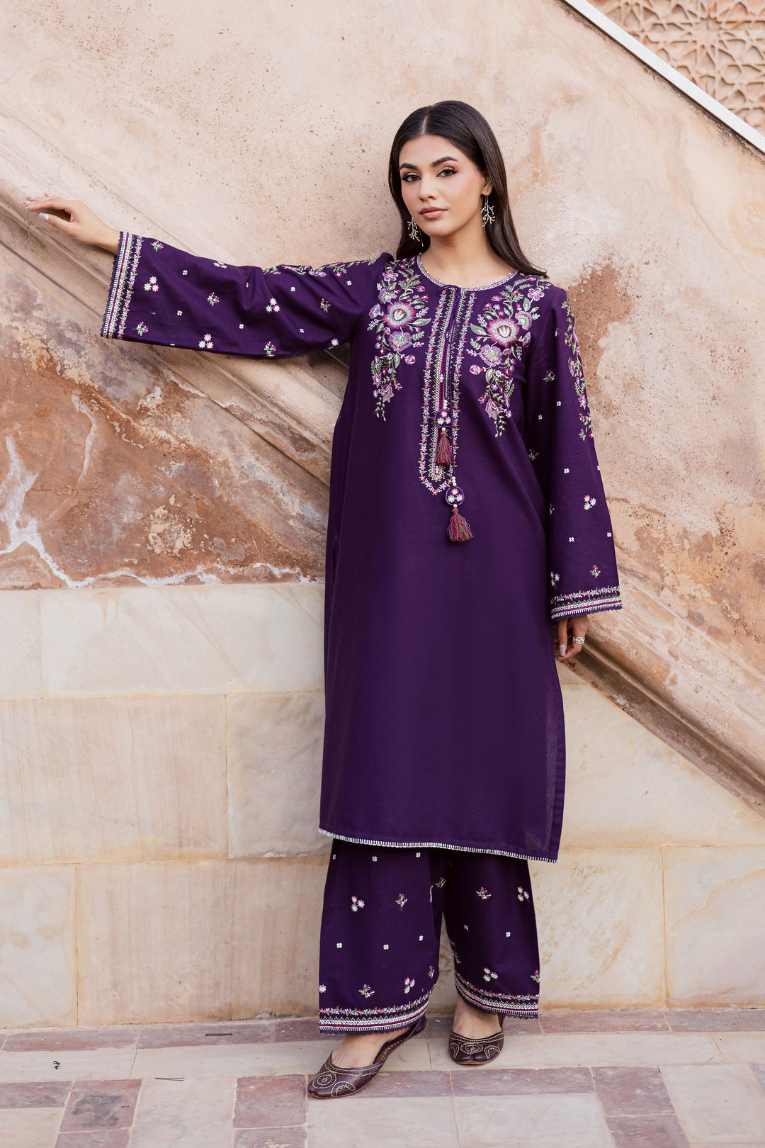 Deejo Iris 2Pc - Embroidered Khaddar Dress
