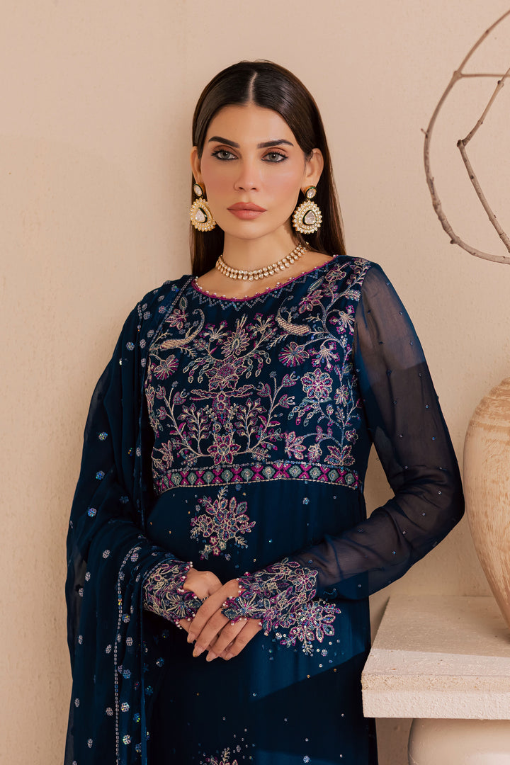 Sham e Falak 3Pc - Embroidered Luxe Pret