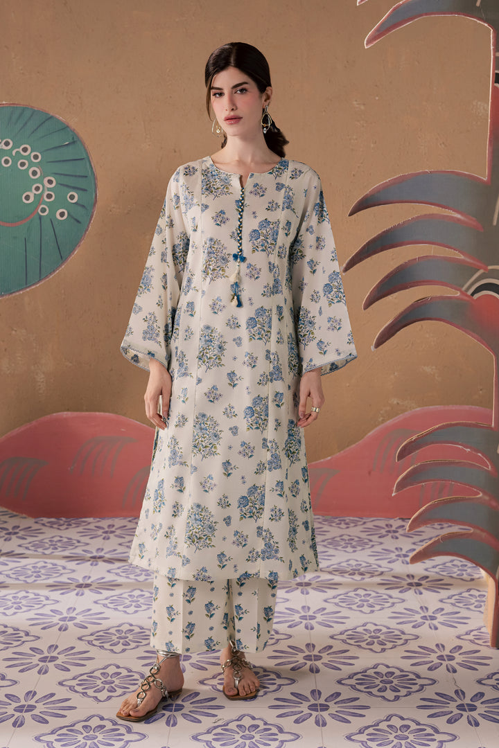 White Elsa 2Pc - Printed Lawn Dress