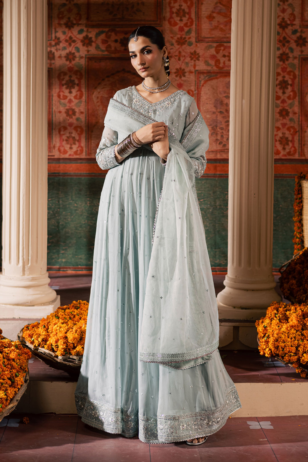 Frozen  3Pc - Chiffon Wedding Frock