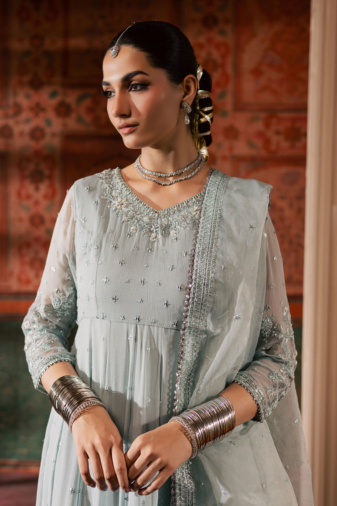 Frozen  3Pc - Chiffon Wedding Frock