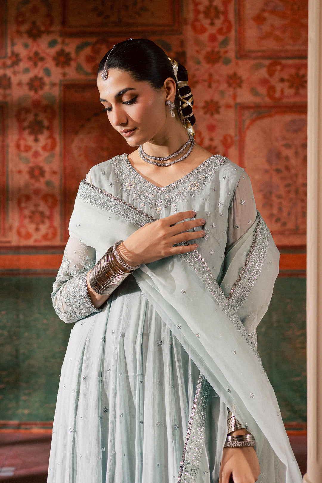 Frozen  3Pc - Chiffon Wedding Frock