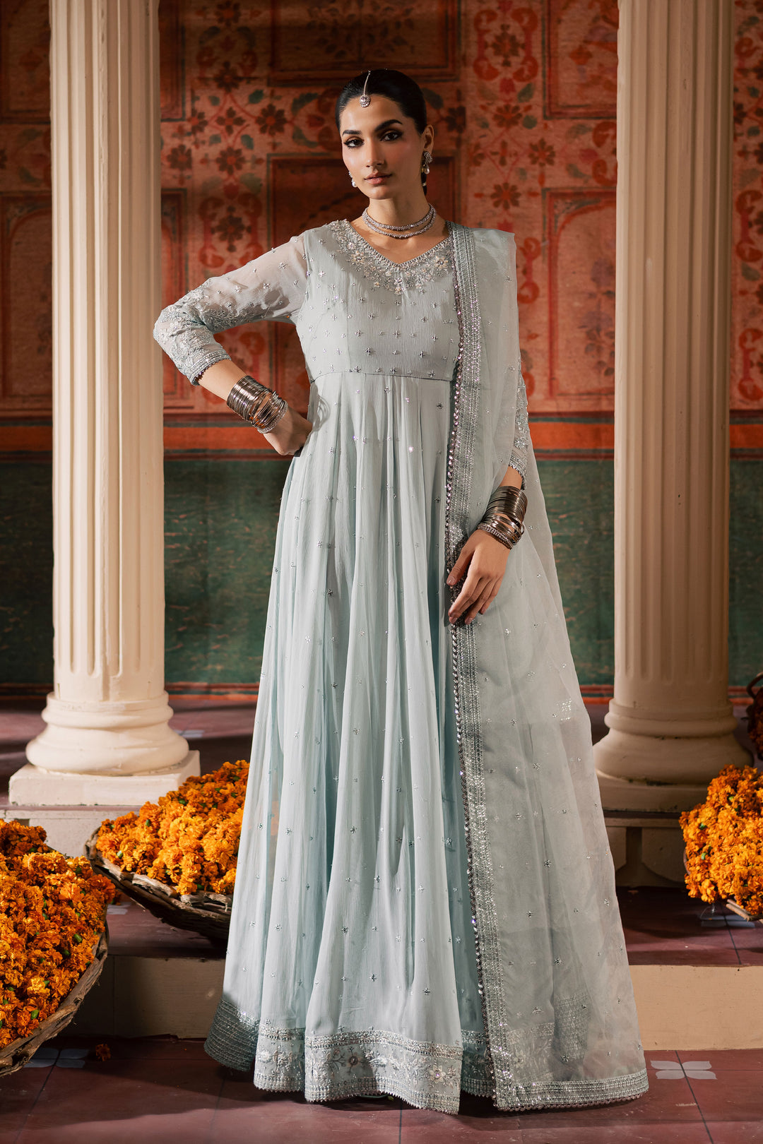 Frozen  3Pc - Chiffon Wedding Frock