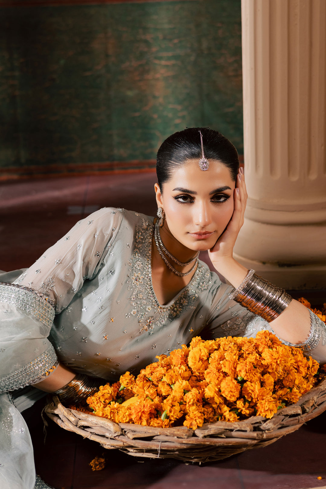 Frozen  3Pc - Chiffon Wedding Frock