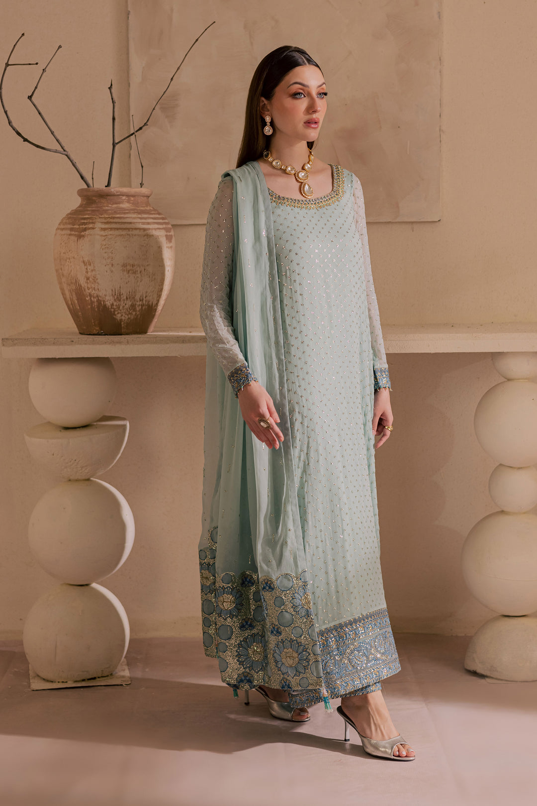 Gulzar 3Pc - Embroidered Luxe Pret
