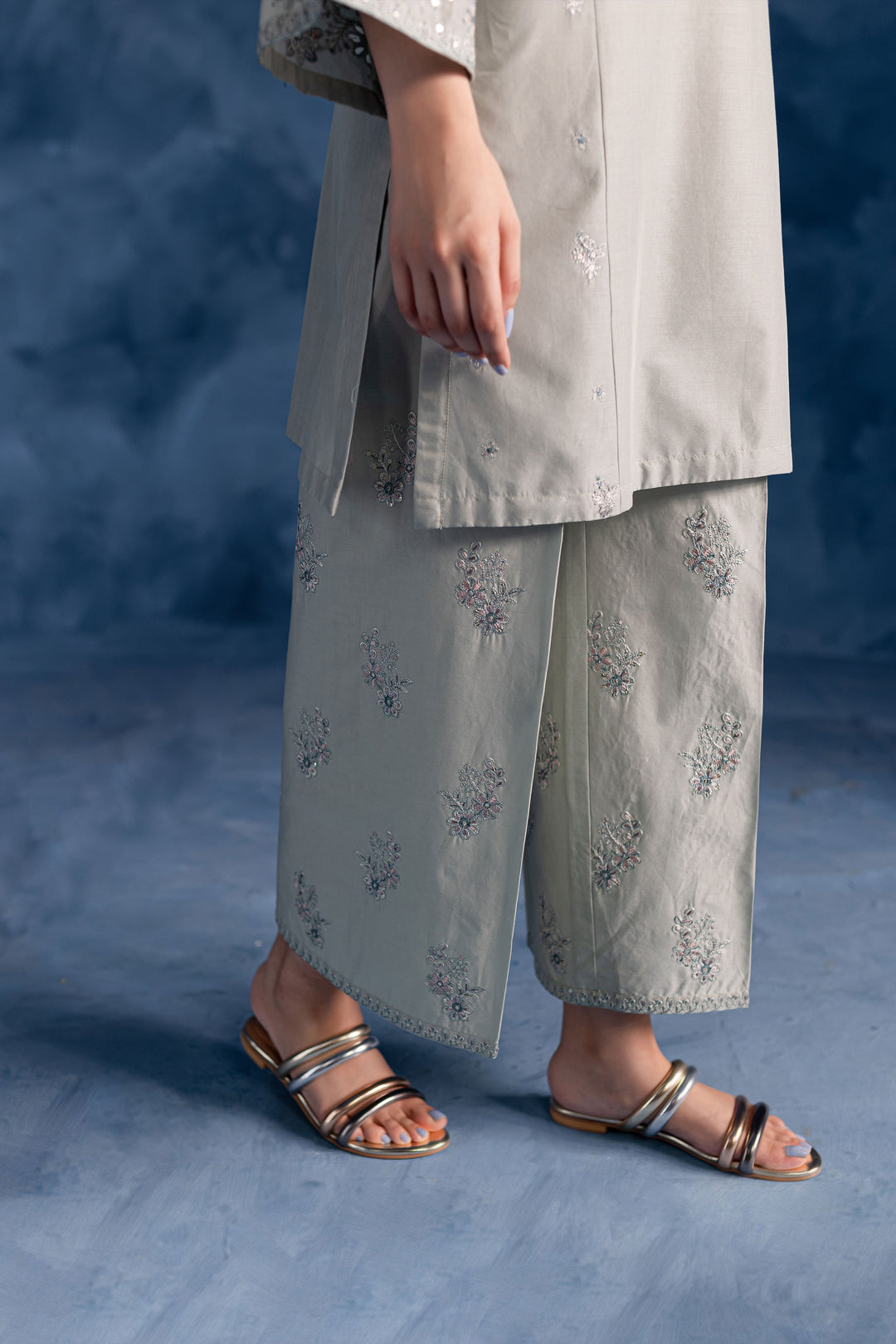 Ice Blue 2Pc - Embroidered Lawn Dress