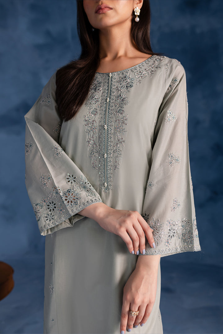 Ice Blue 2Pc - Embroidered Lawn Dress