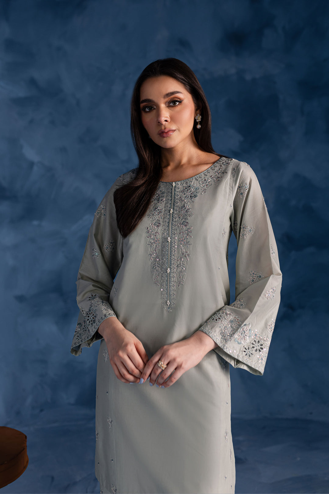 Ice Blue 2Pc - Embroidered Lawn Dress