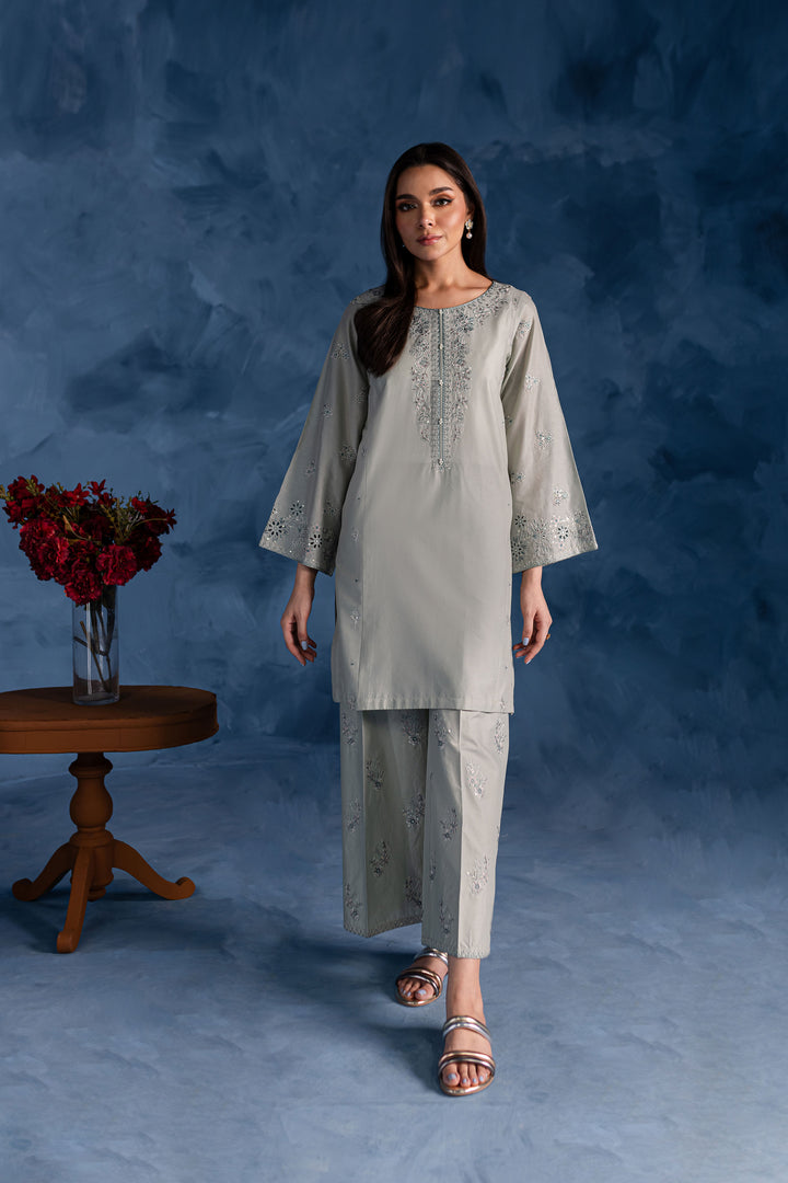 Ice Blue 2Pc - Embroidered Lawn Dress