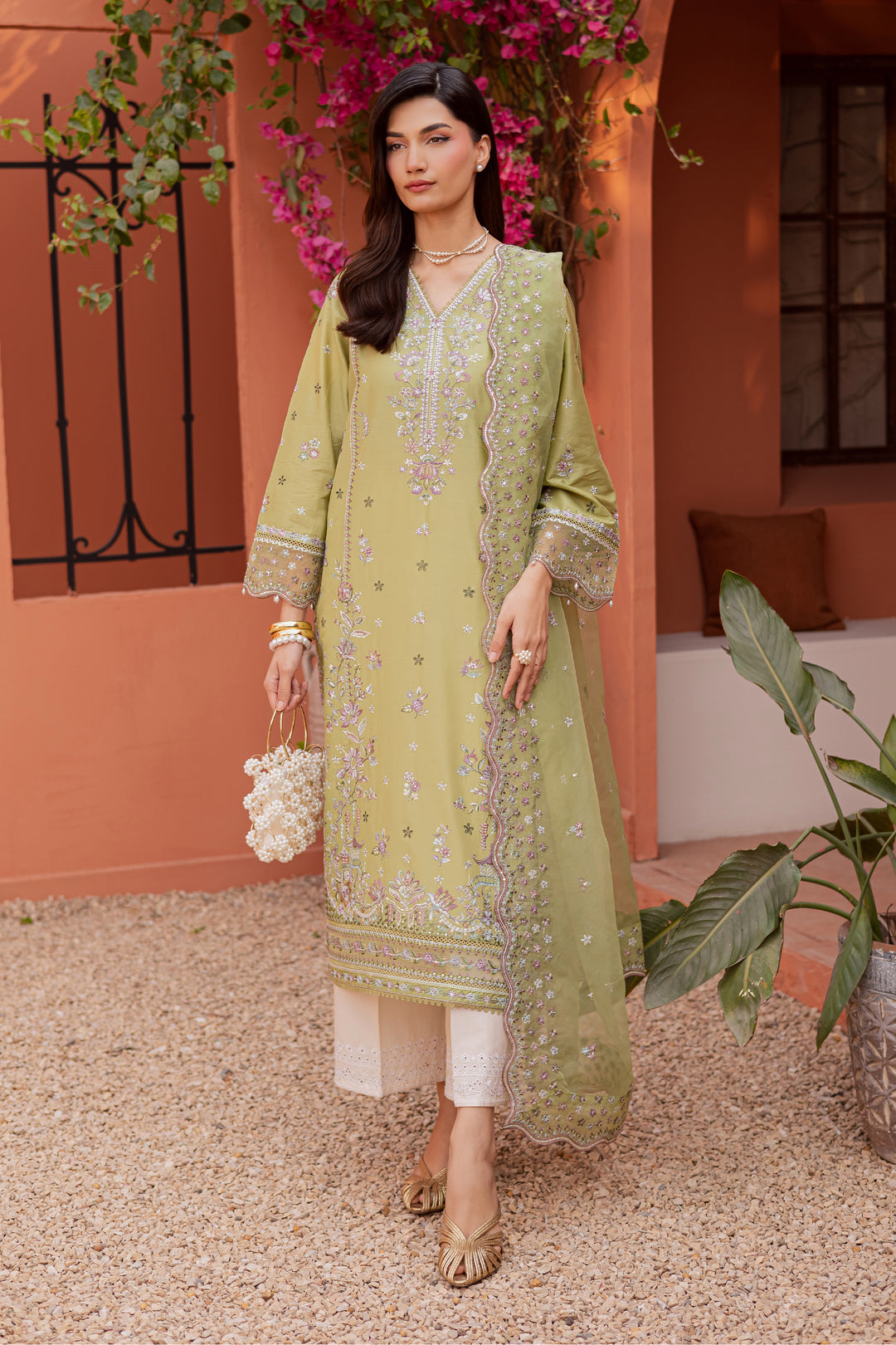 Mor Bagh 3Pc - Festive Embroidered Lawn