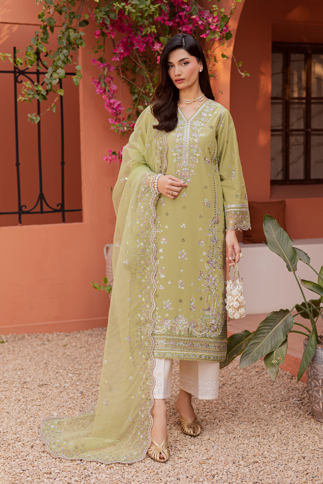 Mor Bagh 3Pc - Festive Embroidered Lawn