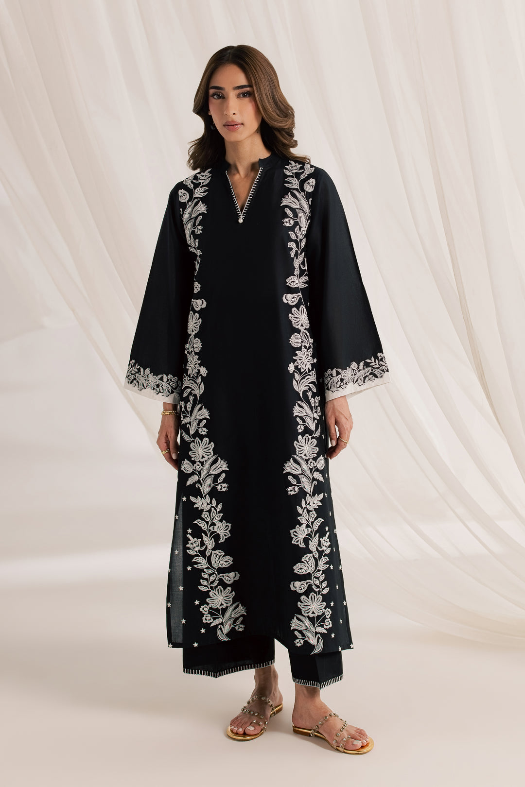 Black Hazel 2Pc - Embroidered Lawn Dress