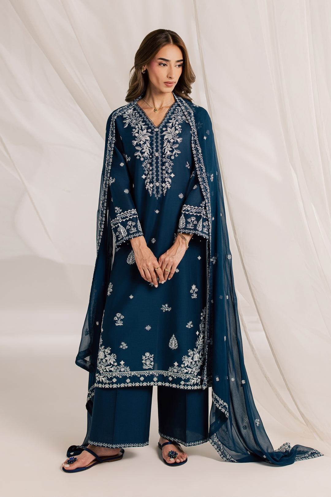 Esaam 3Pc - Embroidered Lawn Dress