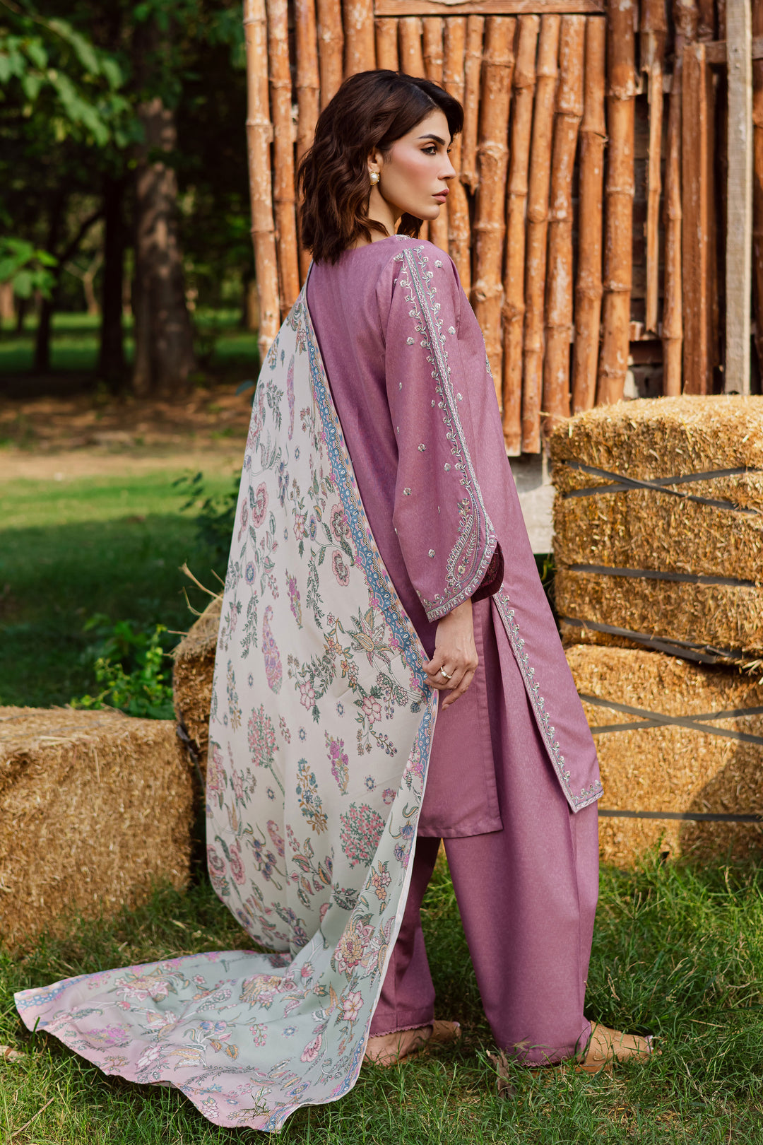 Nozomi 3Pc - Embroidered Karandi Dress