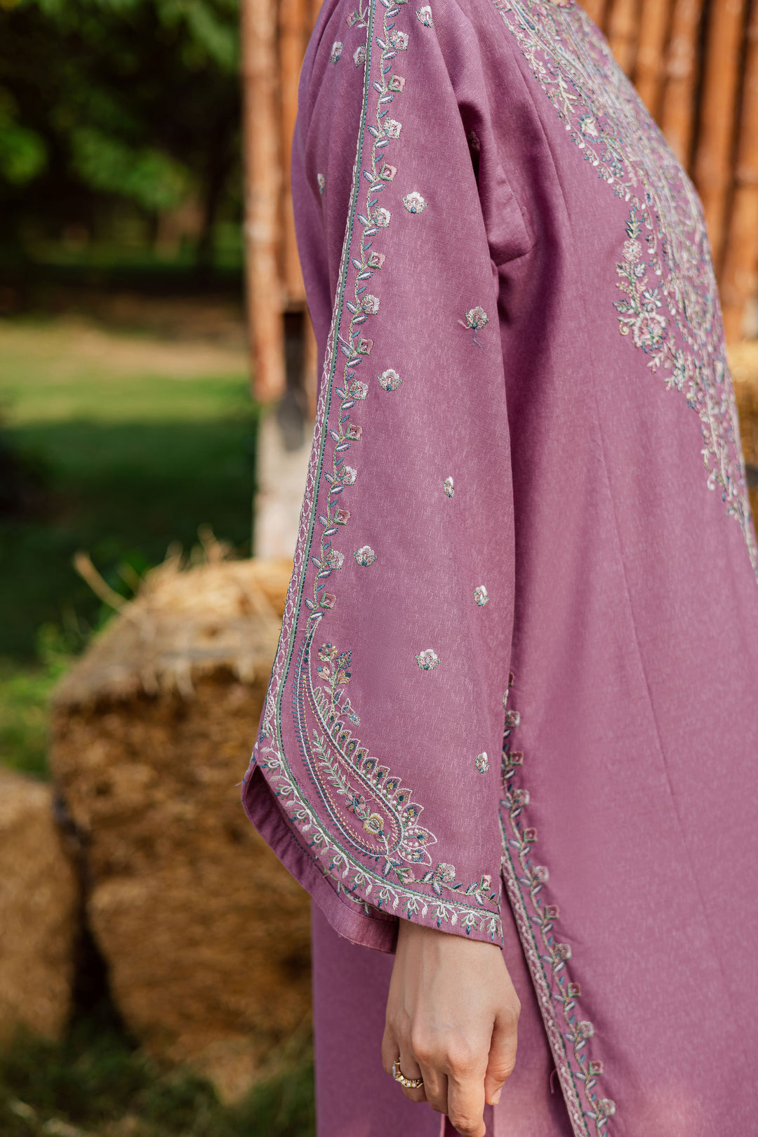 Nozomi 3Pc - Embroidered Karandi Dress