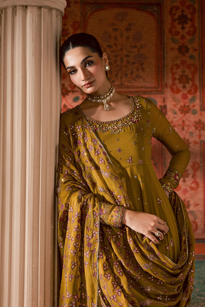 Ochre Elegance 3Pc - Chiffon Wedding Frock
